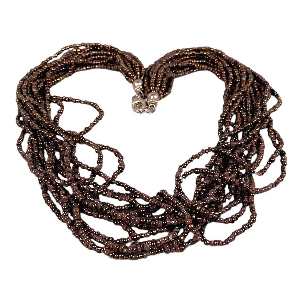 Silpada Bronze Beaded Necklace 17" Brown Glass Bead Torsade Artsy Boho N1815 - Picture 4 of 16